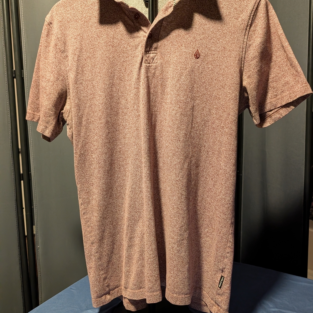 MED. Volcom Men's Maroon Burgundy Polo Shirt